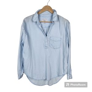 Rails Light Blue Denim-Effect Popover Shirt